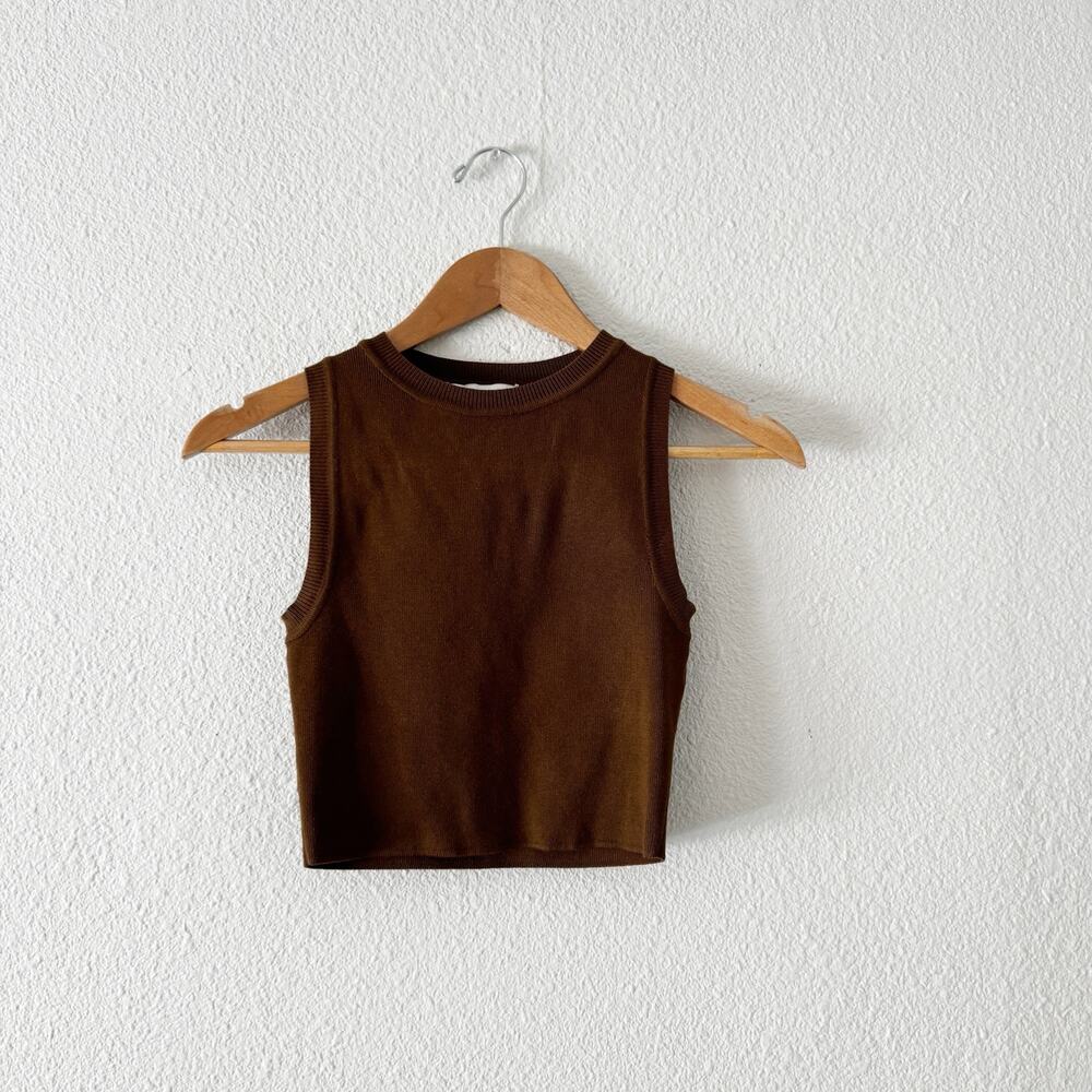 Zara Cropped Knit Tank Top Womens Small